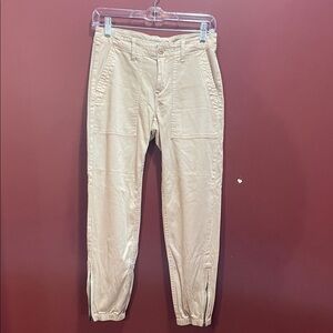 Liverpool LosAngelas Casual Tapered Jogger Pants — Beige- soft pants suede feel